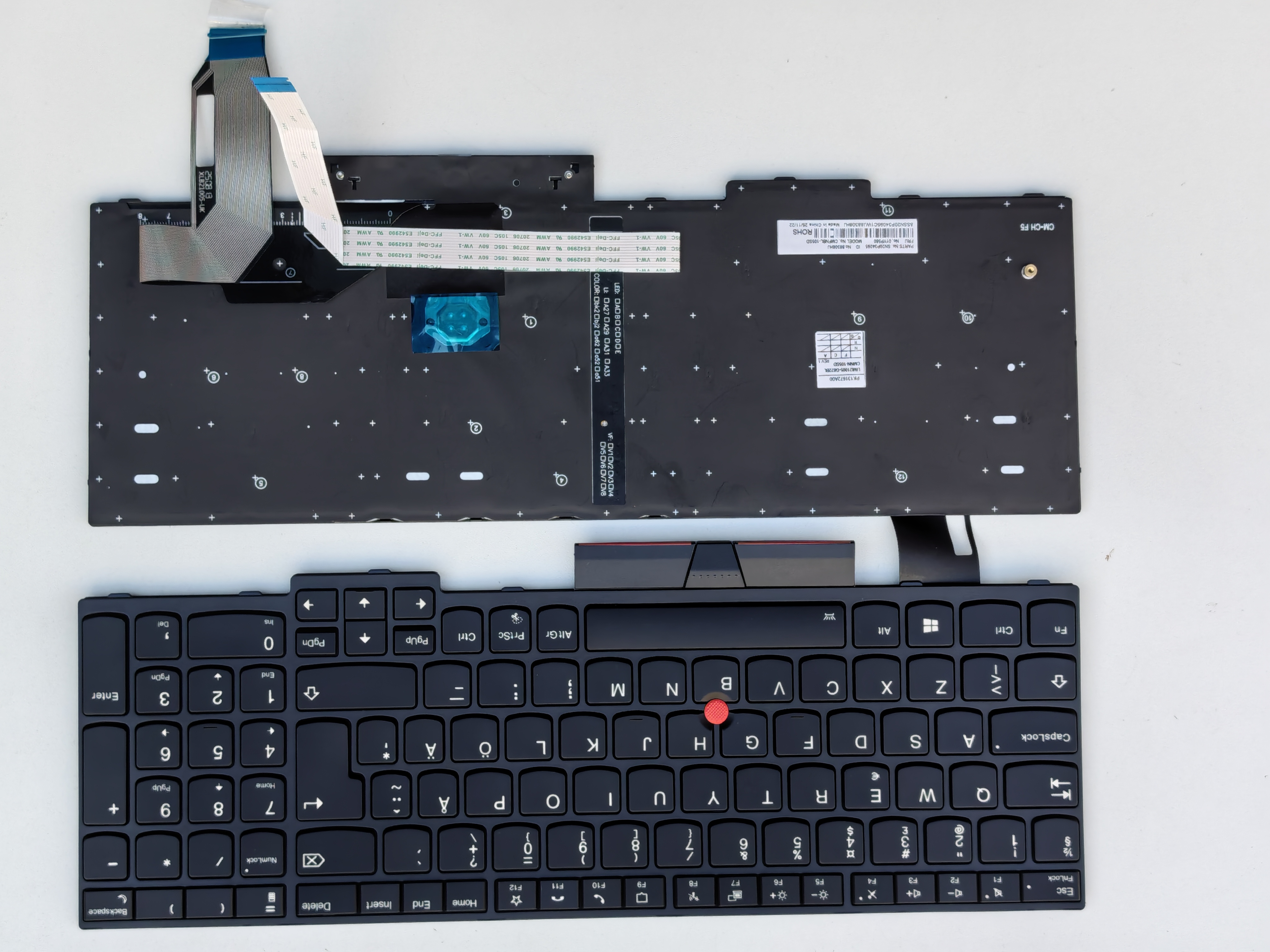 Picture of New Replacement Laptop Keyboard For IBM T15/P15S GEN1 BLACK FRAME BLACK With Point Backlit (OEM) Other Language Layout